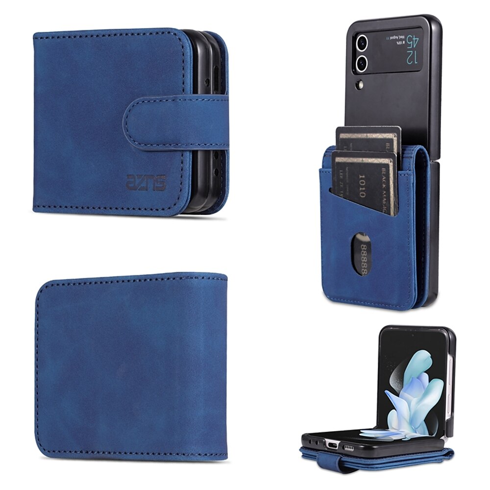 Handy Hülle Handyhüllen Für Samsung Galaxy Z Flip 6 Z Flip 5 Z Flip 4 Z Flip 3 Brieftasche Kartenetui Kartenschlitz Stoßresistent Feste Farbe PC PU-Leder Lightinthebox