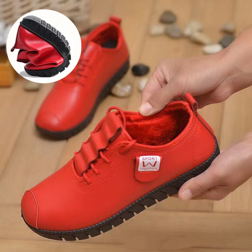 Damen Turnschuhe Flache Schuhe Slip-Ons Geschenke zum Valentinstag Übergrössen Weiche Schuhe Valentinstag Täglich Feste Farbe Winter Flacher Absatz Runde Zehe Elegant Brautkleider schlicht Komfort Lightinthebox