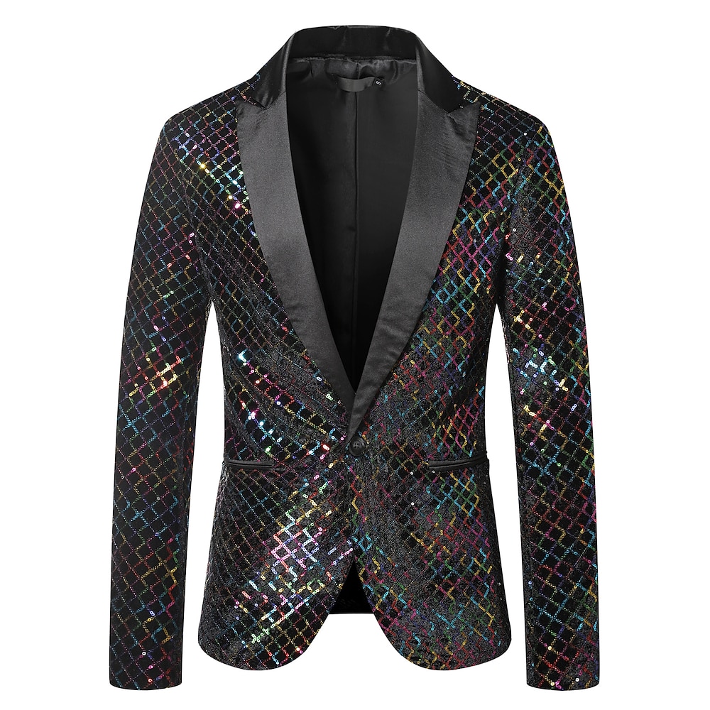 Disko 1980er Anzüge Blazer Blazer mit Reverskragen Peak Revers Disco Pailletten Normal Herren Halloween Maskerade Party Halloween Club Erwachsene Mantel Herbst Winter Lightinthebox