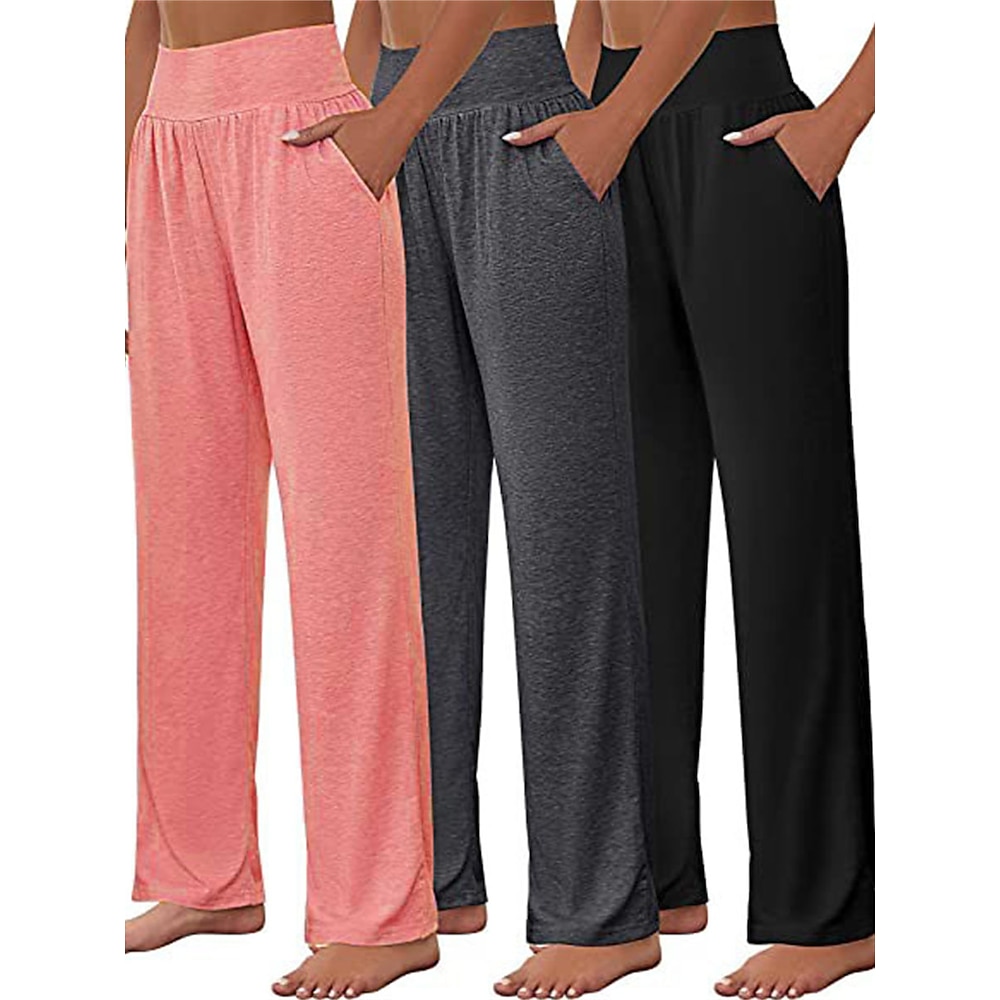 Damen Chinesisch Chino Hosen Hose Aktiv Einfach Brautkleider schlicht In voller Länge Mittlere Taillenlinie Glatt Tasche Elastische Taille Atmungsaktivität Weich Komfortabel Mikro-elastisch Yoga Lightinthebox