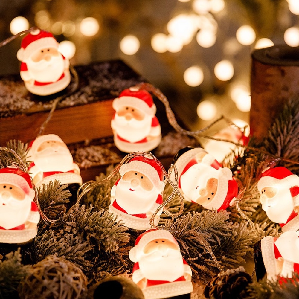 Weihnachtsdekoration, Lichterkette, Schneemann, Weihnachtsmann, Baum, Hängeleuchte, 1,5 m, 10 LEDs, batteriebetrieben, Weihnachtsfeier, Neujahr, Fenster, Balkon, Gartendekoration Lightinthebox