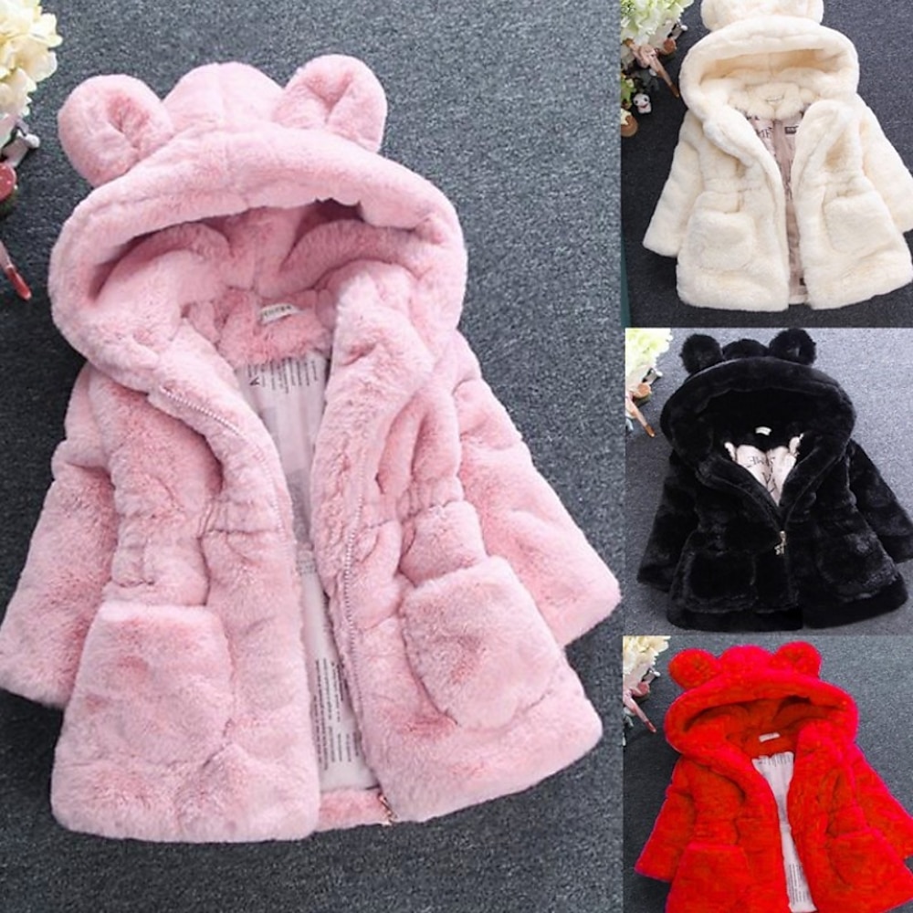 kinderkleidung Mädchen Wintermantel Feste Farbe Aktiv Schulanfang Mantel Oberbekleidung 2-8 Jahre Herbst Schwarz Weiß Rosa Lightinthebox