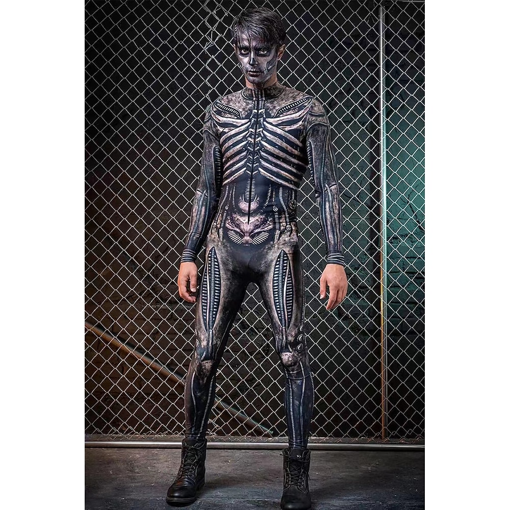 Skelett Totenkopf Faschingskostüme Ganzkörpertrikot Cosplay Kostüm Bodysuits Erwachsene Herren Cosplay Leistung Party Halloween Karneval Maskerade Einfaches Karnevalskostüm Lightinthebox