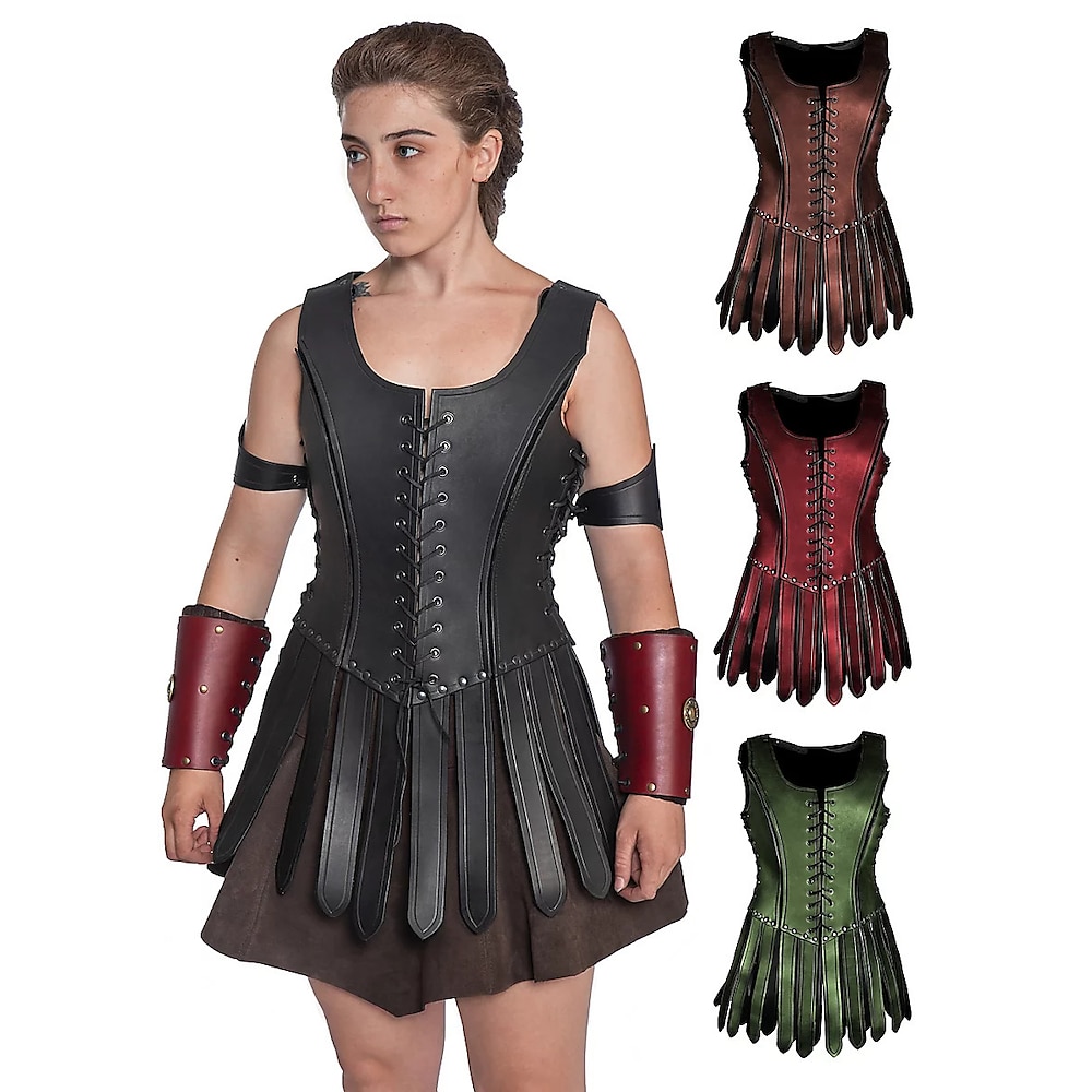 Retro Vintage Mittelalterlich Renaissance Kleid Waffen und Rüstungen Brustschutz Vikinger Schildmaid Walhalla Damen Halloween Karneval Maskerade LARP Erwachsene Kleid Lightinthebox