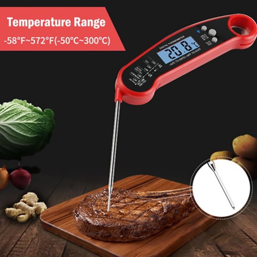 Lebensmittelthermometer, sofort ablesbares Fleischthermometer, wasserdichtes, ultraschnelles Thermometer - digitale Lebensmittelsonde für Grill- und Grillgeräte in der Küche im Freien Lightinthebox