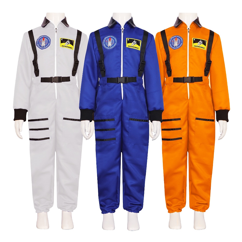 Astronauten Gruppe Paar Kostüm Cosplay Kostüm Overall Kostüme Orange Für Königs Tag Halloween Karneval Erwachsene Kinder Unisex Lightinthebox