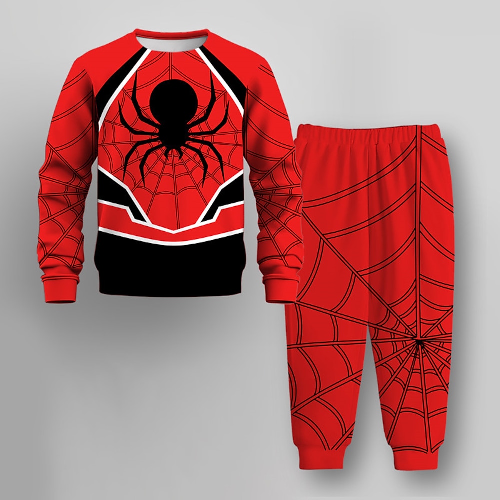 Jungen 3D SPIDER Sweatshirt Hose Set Langarm 3d Drucken Herbst Winter Aktiv Modisch Cool Polyester kinderkleidung 3-12 Jahre Rundhalsausschnitt Outdoor Strasse Urlaub Regular Fit Lightinthebox