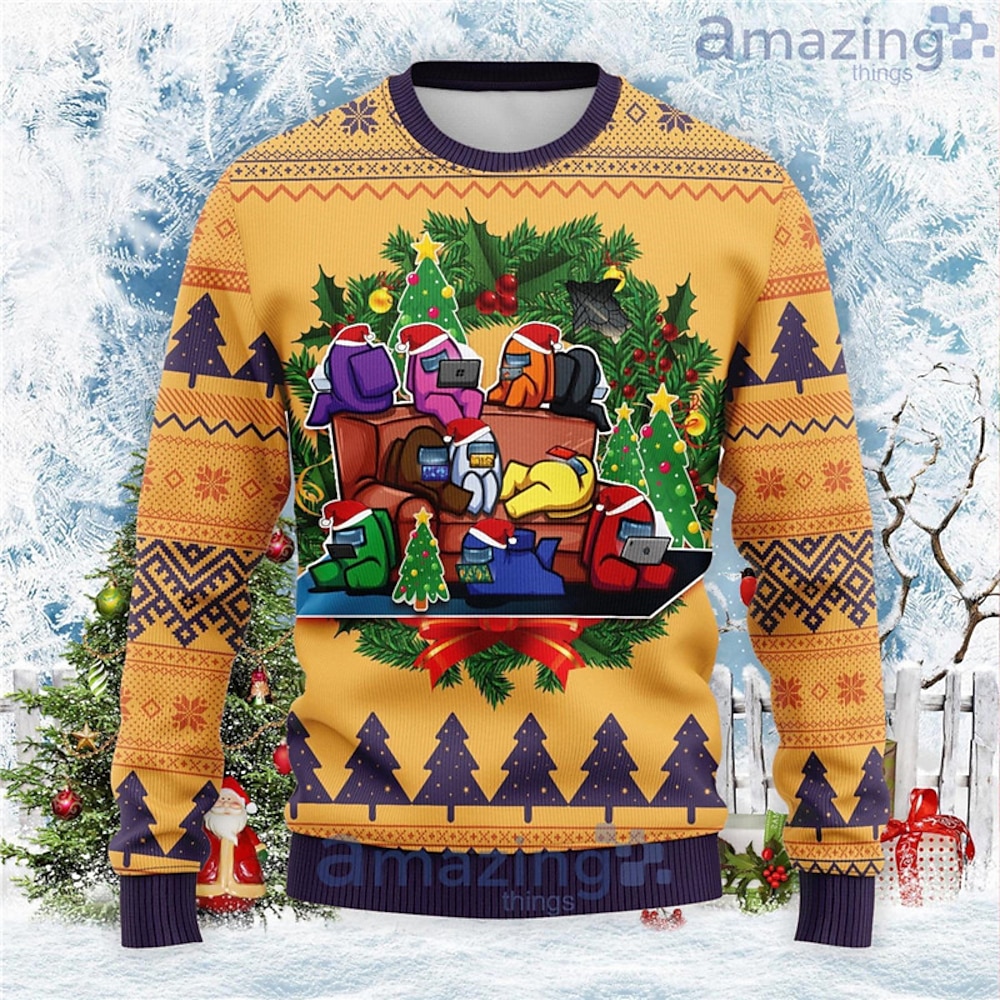 hässlicher Weihnachtspullover Herrenpullover Weihnachtsmann Schneeflocken-Print Strickpullover Pullover Silvesterpullover Outdoor Alltag Langarm Rundhalsausschnitt Gelb Marineblau Herbst Winter S M L Lightinthebox