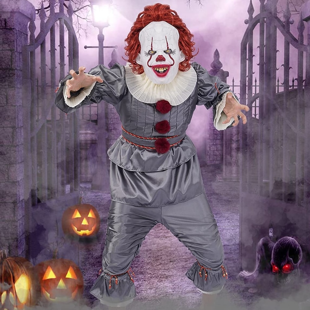 Es Burleske Clown Pennywise Cosplay Kostüm Partykostüm Erwachsene Herren Damen Austattungen Gruseliges Kostüm Leistung Party Halloween Karneval Maskerade Einfache Halloween-Kostüme Lightinthebox