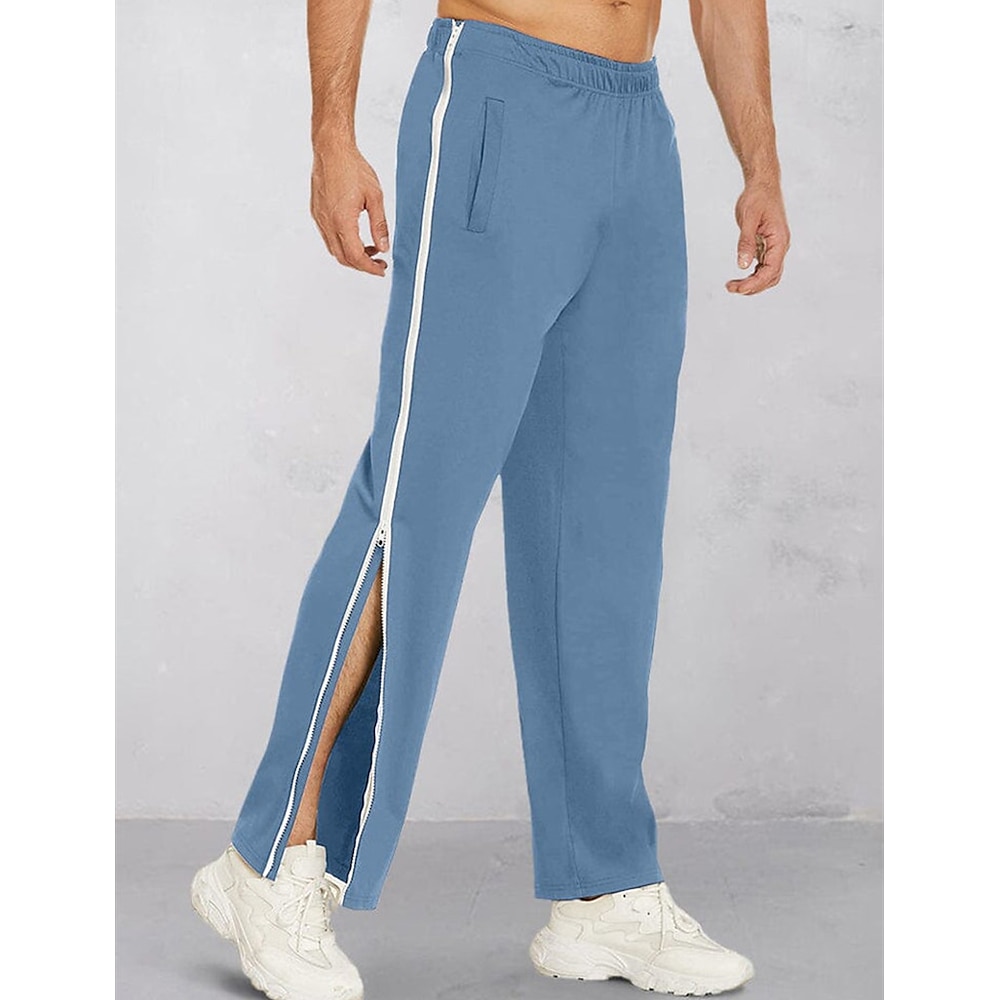 Herren Jogginghose Trainingshose Jogginghose Jogger Hosen abreißen Hose Hosen Jogginghose mit geradem Bein Zip Kordelzug Elastische Taille Farbblock Komfort Atmungsaktiv Casual Täglich Festtage Sport Lightinthebox