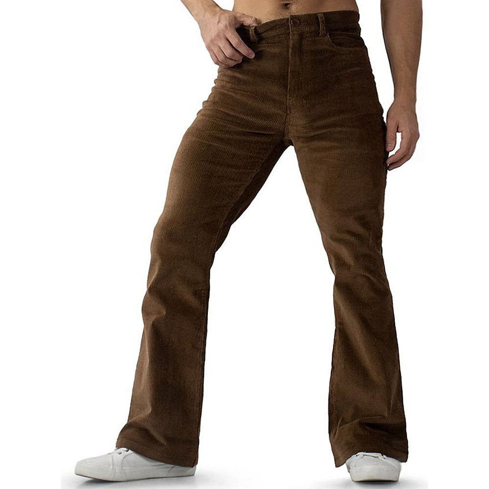 Herren Anzughosen Cordhose Ausgestellte Hosen Glockenboden Hose Hosen Tasche Glatt Komfort Atmungsaktiv Outdoor Täglich Ausgehen Modisch Brautkleider schlicht Weiß Grün Lightinthebox