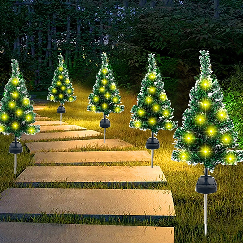 2 Stück Solar-Weihnachtsbaum-Bodenlampe, Gartendekorationslampe, Urlaubsparty-Atmosphäre, Rasenlampe Lightinthebox