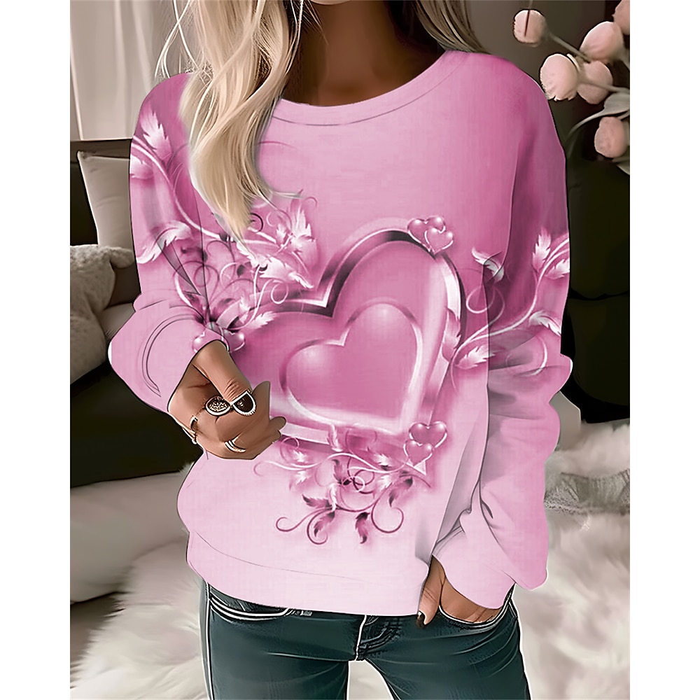 Damen Sweatshirt Pullover Zur Seite fahren Polyester Graphic Casual Sport Aktiv Neon und Hell Rundhalsausschnitt Langarm Oberteil Mikro-elastisch Herbst Winter Lightinthebox