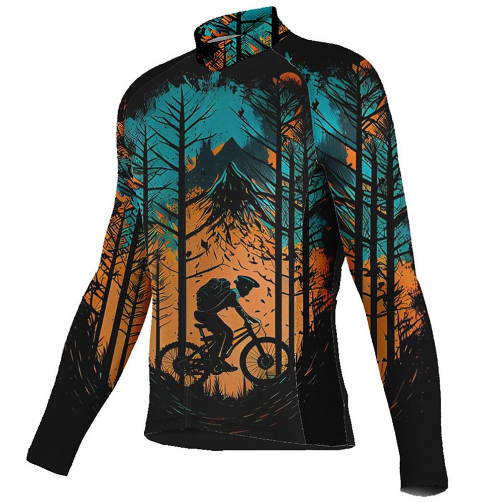 Herren Radtrikot fahrradbekleidung Fahrradtrikot Langarm Fahhrad Shirt mit 3 Gesäßtaschen MTB Mountain Rennrad Atmungsaktiv Schnelltrocknend Feuchtigkeitsableitung Reflexstreiffen Gelb Rosa Orange Lightinthebox