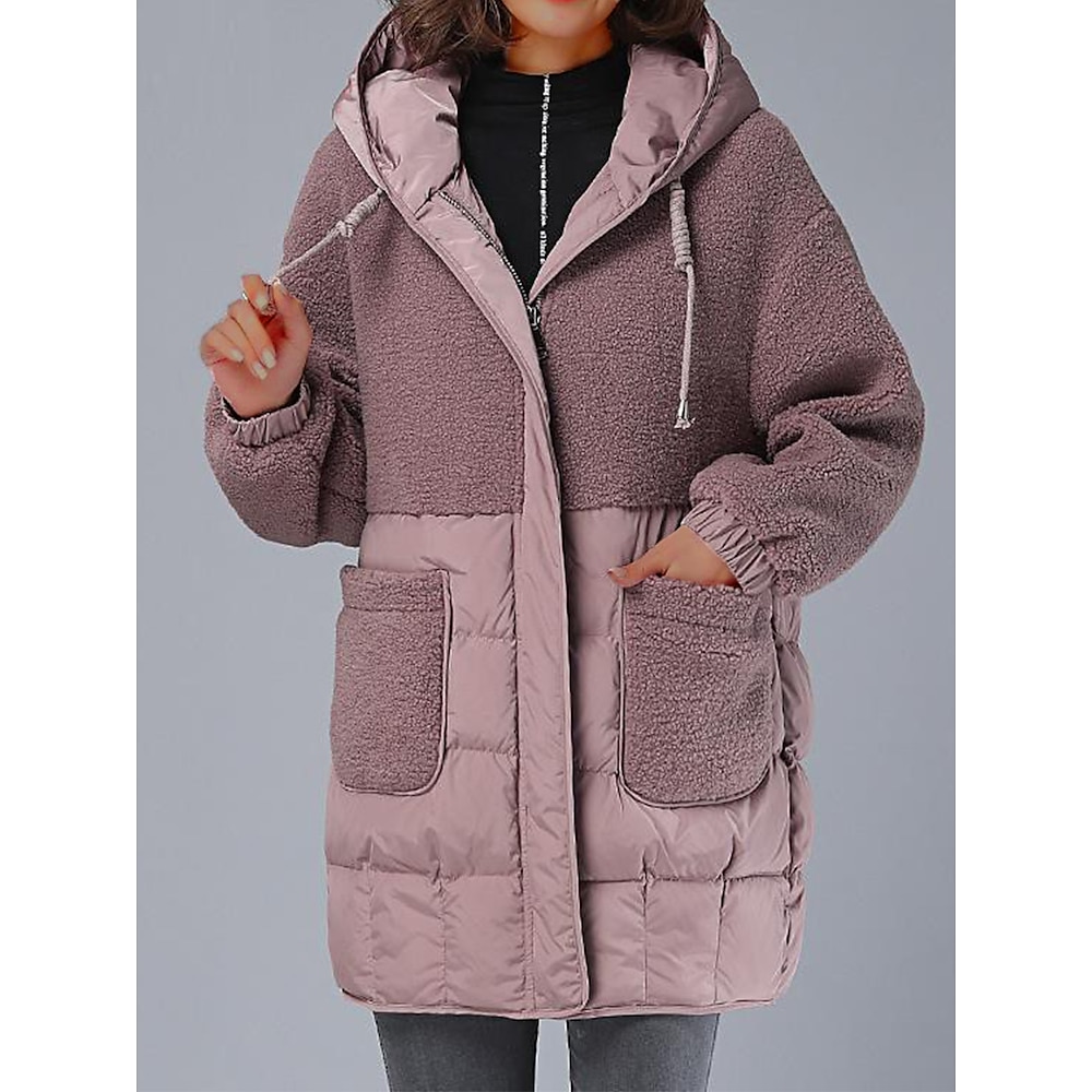 Damen Winterjacke warm halten Atmungsaktiv Outdoor Strasse Freizeitskleidung Urlaub Zip Tasche Reisverschluss Kapuzenpullover Modisch Modern Brautkleider schlicht Streetstyle Glatt Regular Fit Lightinthebox