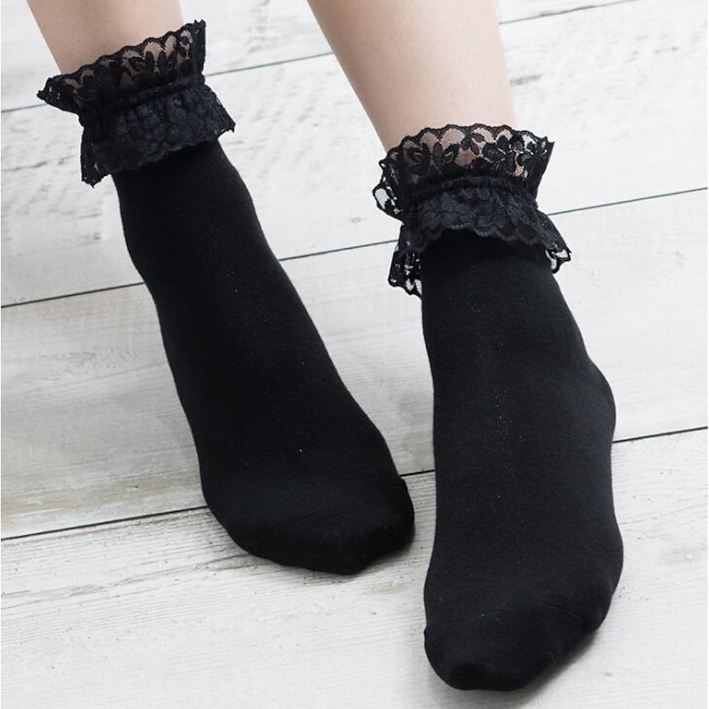 1 Paar Damen-Söckchen, niedrig geschnittene Socken, Hochzeits-, Party- und Alltagssocken mit Spitze, Retro-Klassiker, Lolita, Vintage-Retro, waschbare Socken Lightinthebox