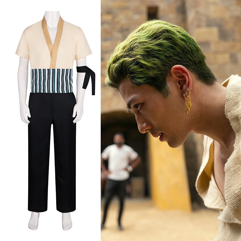 Inspiriert von One Piece Roronoa Zoro Anime Cosplay Kostüme Japanisch Halloween Cosplay-Anzüge Kimonoo oben Hosen Ohrringe Für Herren Damen Lightinthebox