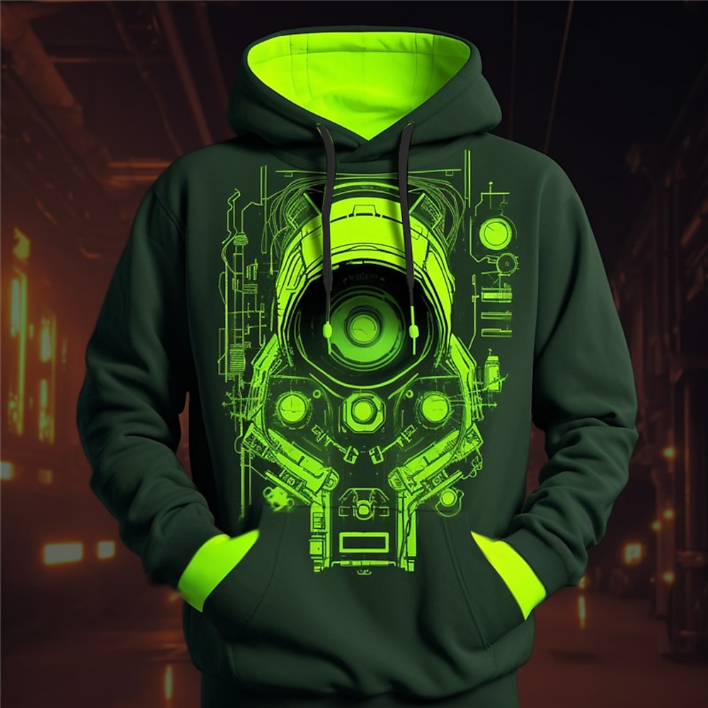 Herren Graphic Außerirdischer Hoodie Sweatshirt Kapuze Hoodies Pullover Hoodie Sweatshirt Kapuze Langarm Sweatshirt mit Kapuze Mit Kapuze Modisch 3D-Druck Sports Outdoor Festtage Urlaub Rote Blau Lightinthebox