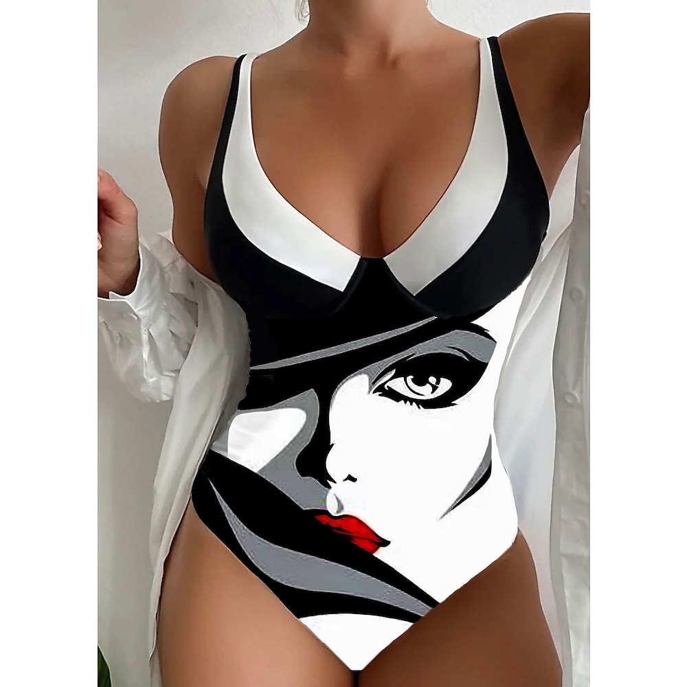 Damen Normal Badeanzug Ein Stück Kurze Hosen Bademode Bauchkontrolle Print Graphic Strandbekleidung Sommer Badeanzüge Lightinthebox