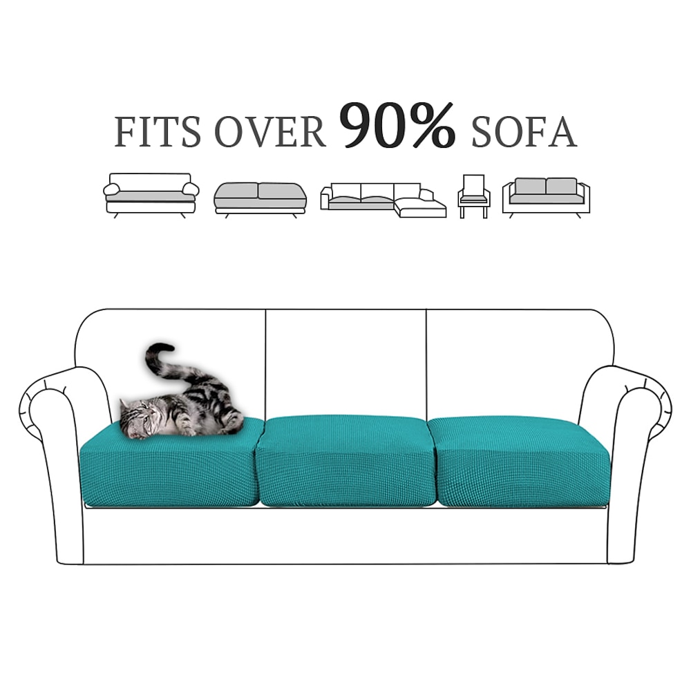 Stretchsofa Sitzkissenbezug Schonbezug elastisch Couch Sessel Loveseat 4 oder 3 Sitzer grau einfarbig massiv weich strapazierfähig waschbar Lightinthebox