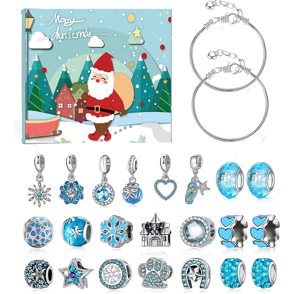 Weihnachts-Adventskalender 2024, Weihnachtsgeschenk, Countdown-Armbänder-Bastelset, 24 Tage Weihnachtsgeschenk, DIY-Charm-Perlen und Armbänder für Mädchen, Frauen, Kinder Lightinthebox