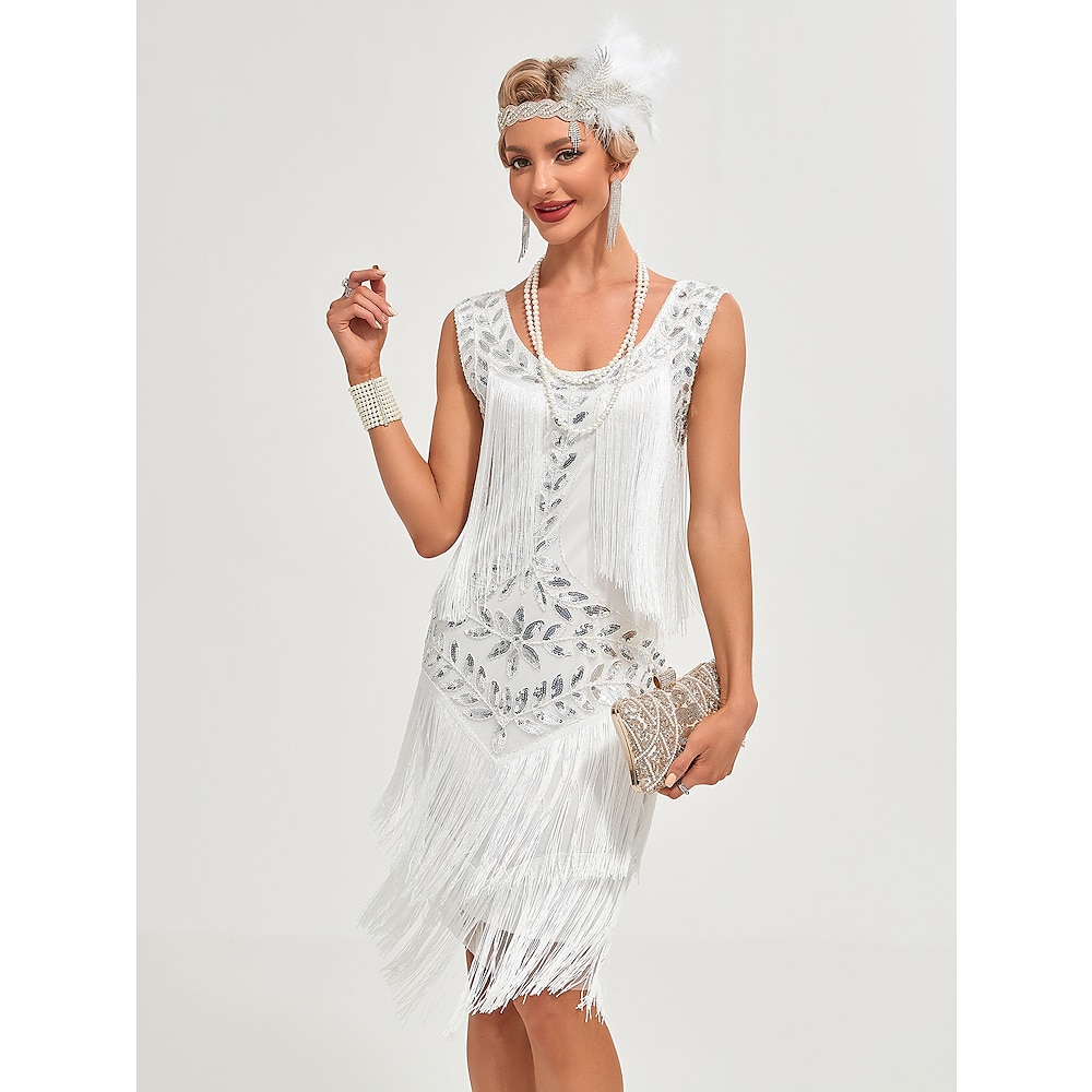 Brüllen 20s 1920s Urlaubskleid Cocktailkleid Flapper Kleid Kleid Maskerade Der große Gatsby Charleston Damen Pailletten Quaste Silvester Hochzeit kleid hochzeitsgast Party / Abend Kleid Lightinthebox