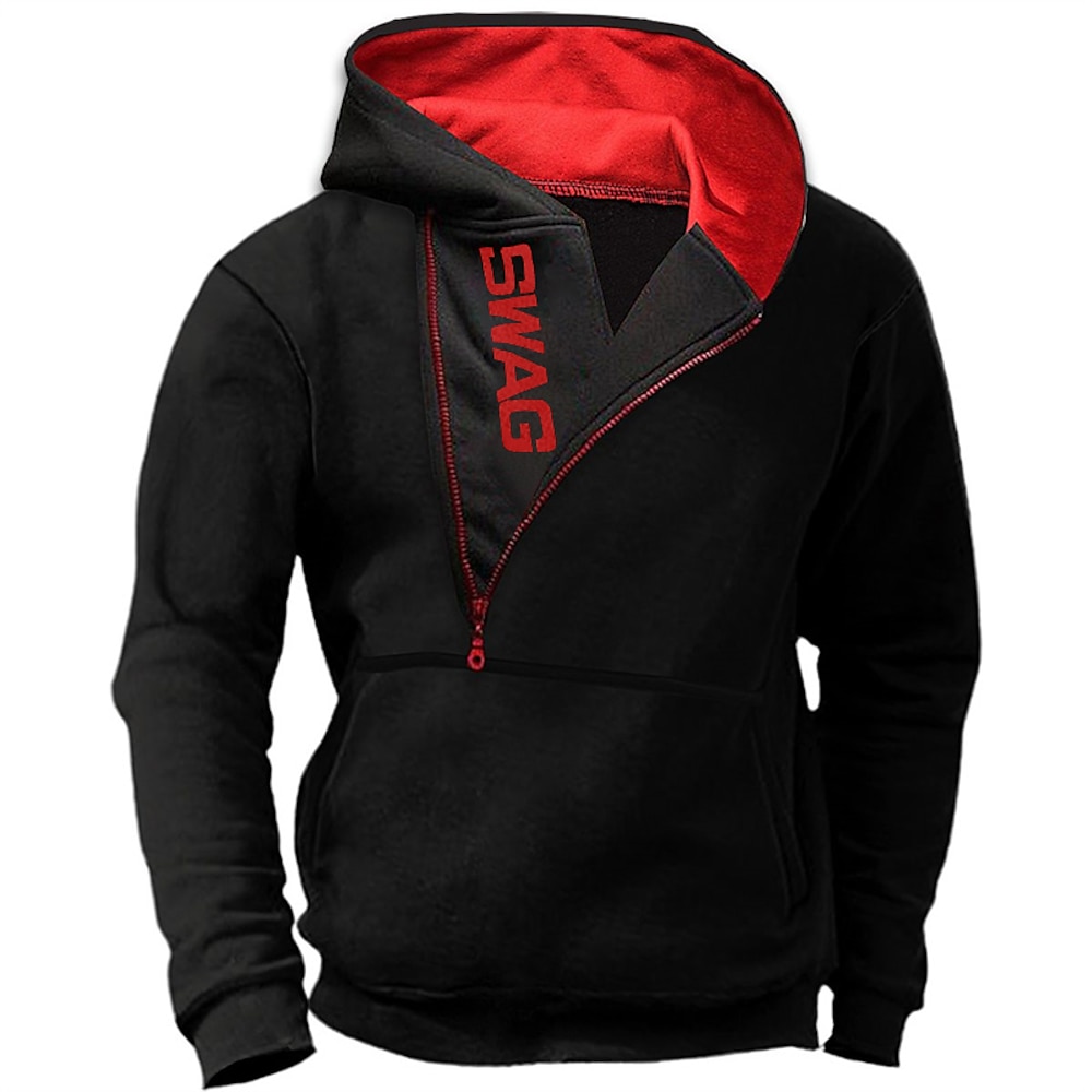 Herren Hoodie mit Viertelreißverschluss Wein Rote Königsblau Blau Hellgrau Mit Kapuze Buchstabe Grafik-Drucke Bedruckt Sport Natur Täglich Sport Heißprägen Designer Basic Brautkleider schlicht Lightinthebox