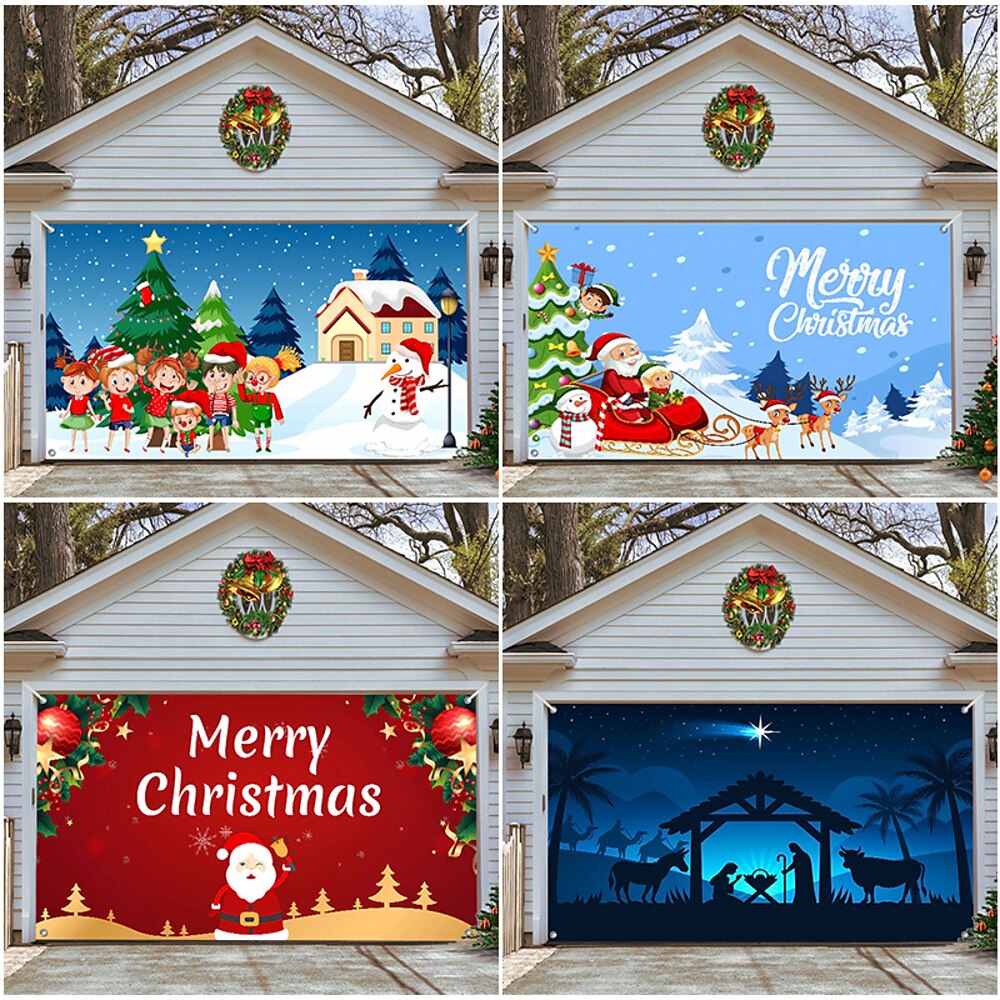 Weihnachts-Garagentor-Banner, Innen-Außen-Weihnachtsfeiertage, fröhlicher Hintergrund, Dekorationsabdeckung, Weihnachts-Frohes-Neujahr-Banner, große Türabdeckung, Weihnachtsdekoration Lightinthebox