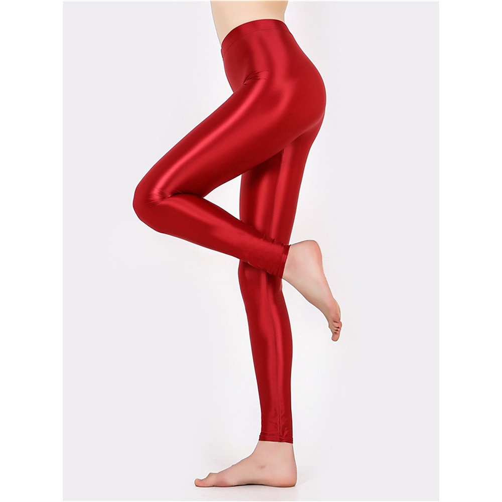 Damen Leggins Aktiv Modisch Strassenmode Knöchellänge Hoher Taillenbund Glatt Hoher Schnitt Atmungsaktivität Weich Komfortabel Mikro-elastisch Outdoor Yoga Strasse Weinrot Rubinrot Grau Schwarz Lightinthebox