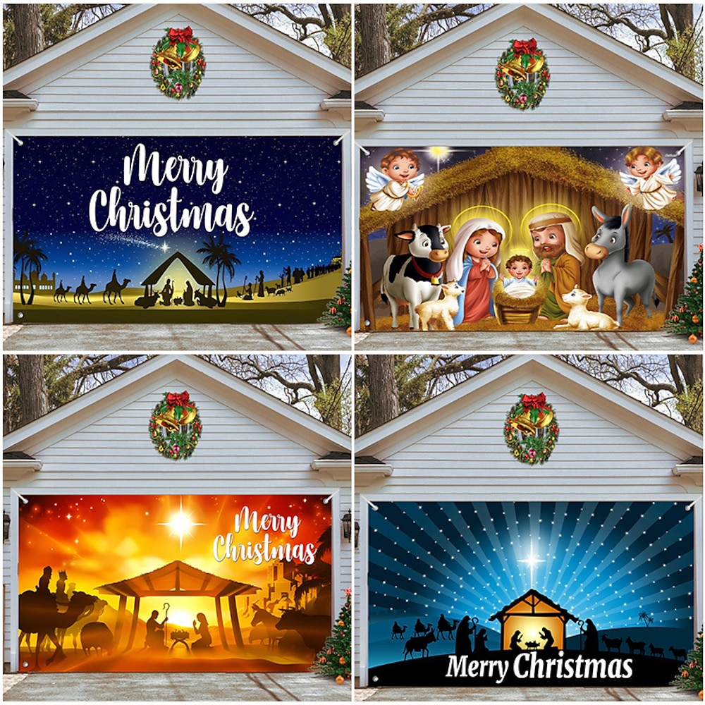 Weihnachts-Garagentor-Banner, Innen-Außen-Weihnachtsfeiertage, fröhlicher Hintergrund, Dekorationsabdeckung, Weihnachts-Frohes-Neujahr-Banner, große Türabdeckung, Weihnachtsdekoration Lightinthebox