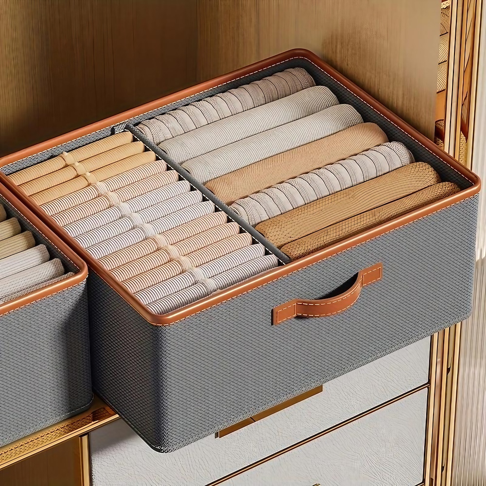 Aufbewahrungsbox für Kleiderschrank-Kleidung, faltbare Aufbewahrungsbox aus Stoff, Organizer-Aufbewahrungsbox, großes Fassungsvermögen für Kleidung, Hosen, Unterwäsche, Socken, Sortier-Aufbewahrungsbox, Aufbewahrungsbox für den Haushalt Lightinthebox