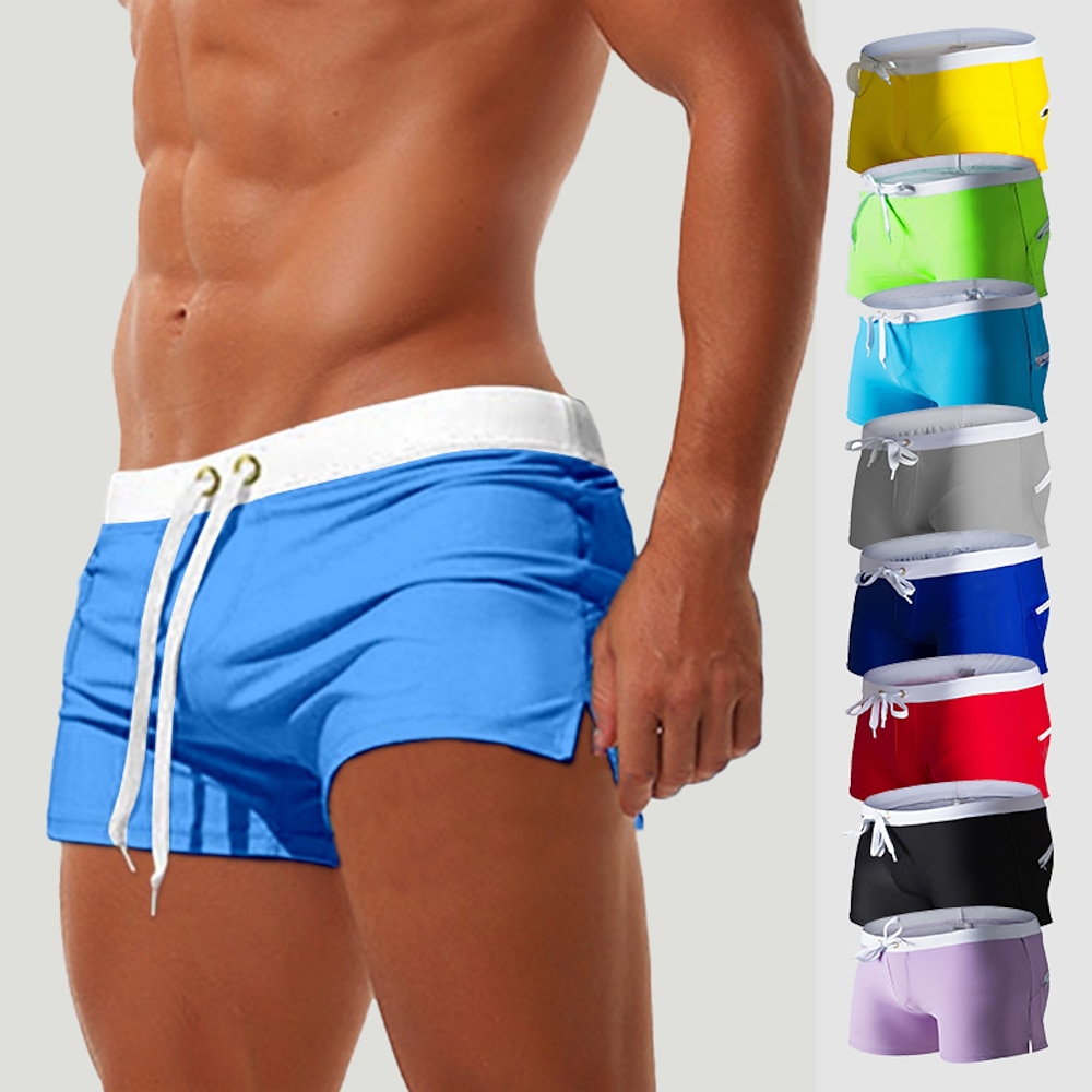 Herren Boardshorts Badeshorts Badehose Schwimmshorts Bademode Kordelzug mit Mesh-Futter Tasche mit Reißverschluss Feste Farbe Schnelltrocknend Komfortabel Festtage Schwimmbad Hawaiianisch Casual Lightinthebox