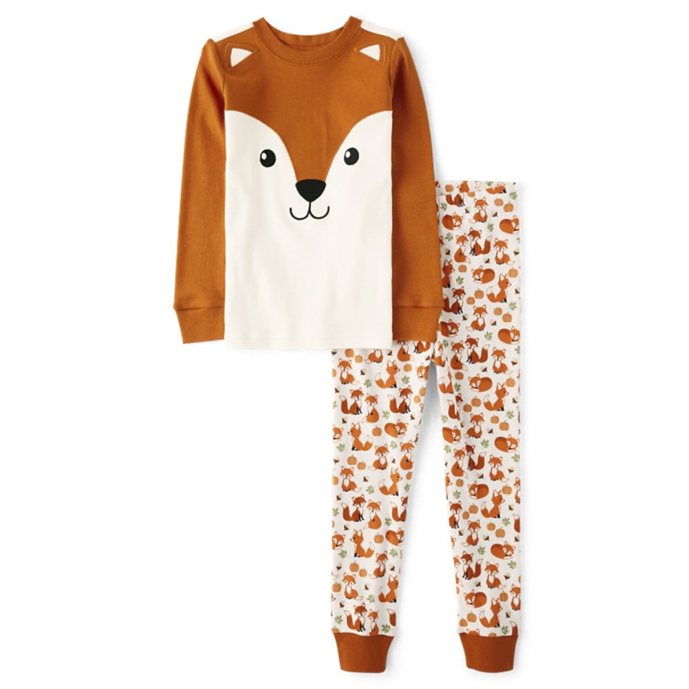 Mädchen 3D Fuchs Schlafanzug Set Langarm 3D-Druck Herbst Winter Aktiv Modisch Kuschelig Polyester kinderkleidung 3-12 Jahre Rundhalsausschnitt Heim Normal Innen Regular Fit Lightinthebox