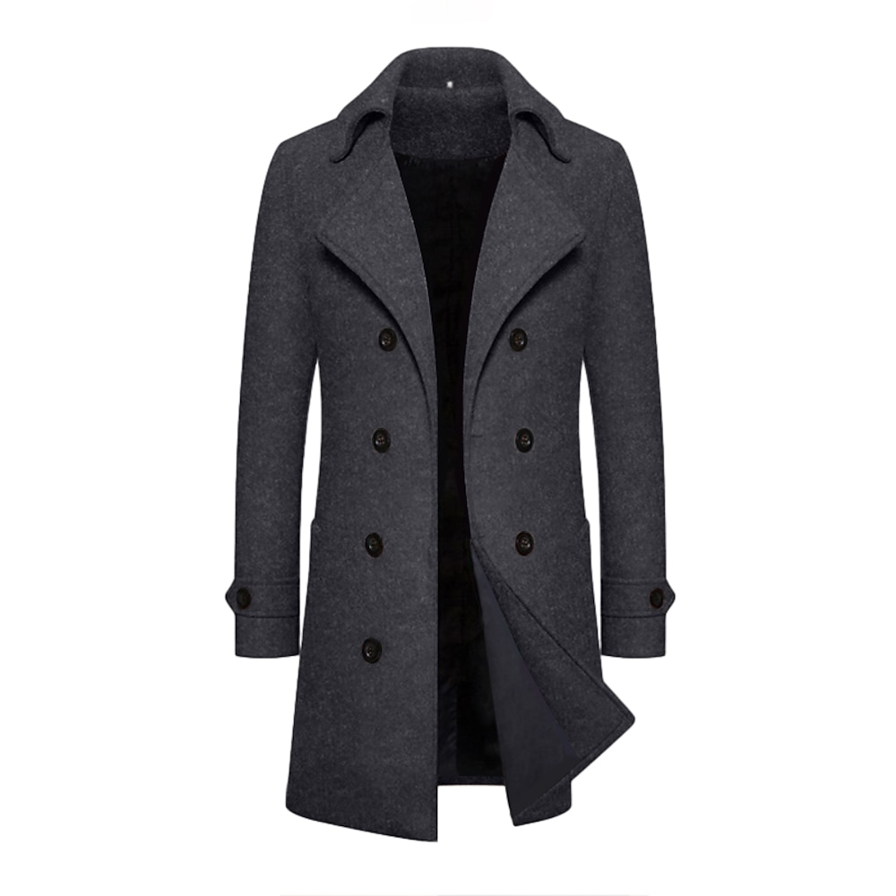 Herren Wintermantel Peacoat Trenchcoat Outdoor Freizeitskleidung Herbst Winter 95% Polyester 5% Baumwolle Oberbekleidung Bekleidung Modisch Strassenmode Glatt Kargen Doppelreihiger Verschluss Lightinthebox