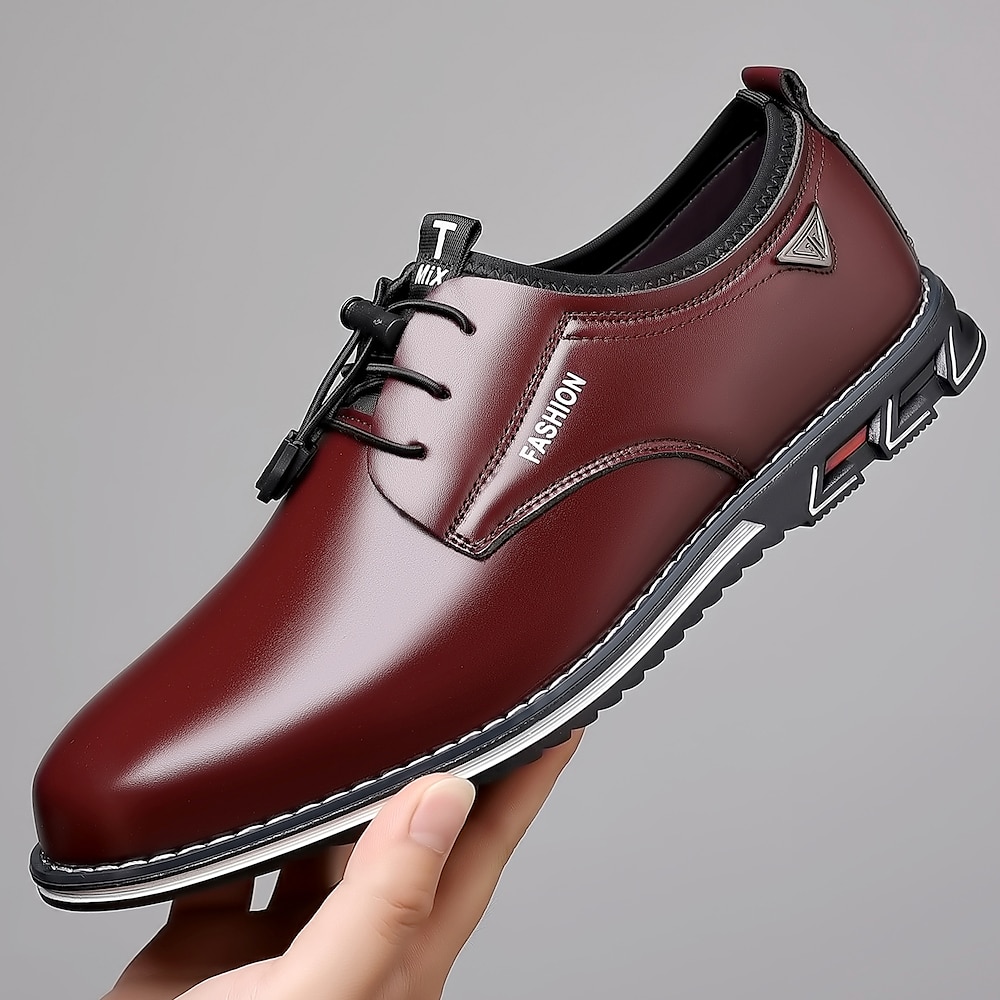 Herren Outdoor Derby-Schuhe Retro Wanderschuhe Brautkleider schlicht Weihnachten Täglich Leder Komfortabel Stiefeletten / Stiefeletten Halbschuhe Schwarz Weiß Burgund Frühling Herbst Lightinthebox