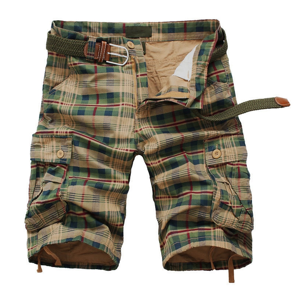 Herren Taktische Shorts Cargo Shorts Kurze Hosen Shorts Kurze Hosen Tasche Plaid Komfort Atmungsaktiv Outdoor Täglich Ausgehen Modisch Brautkleider schlicht Grün Khaki Lightinthebox