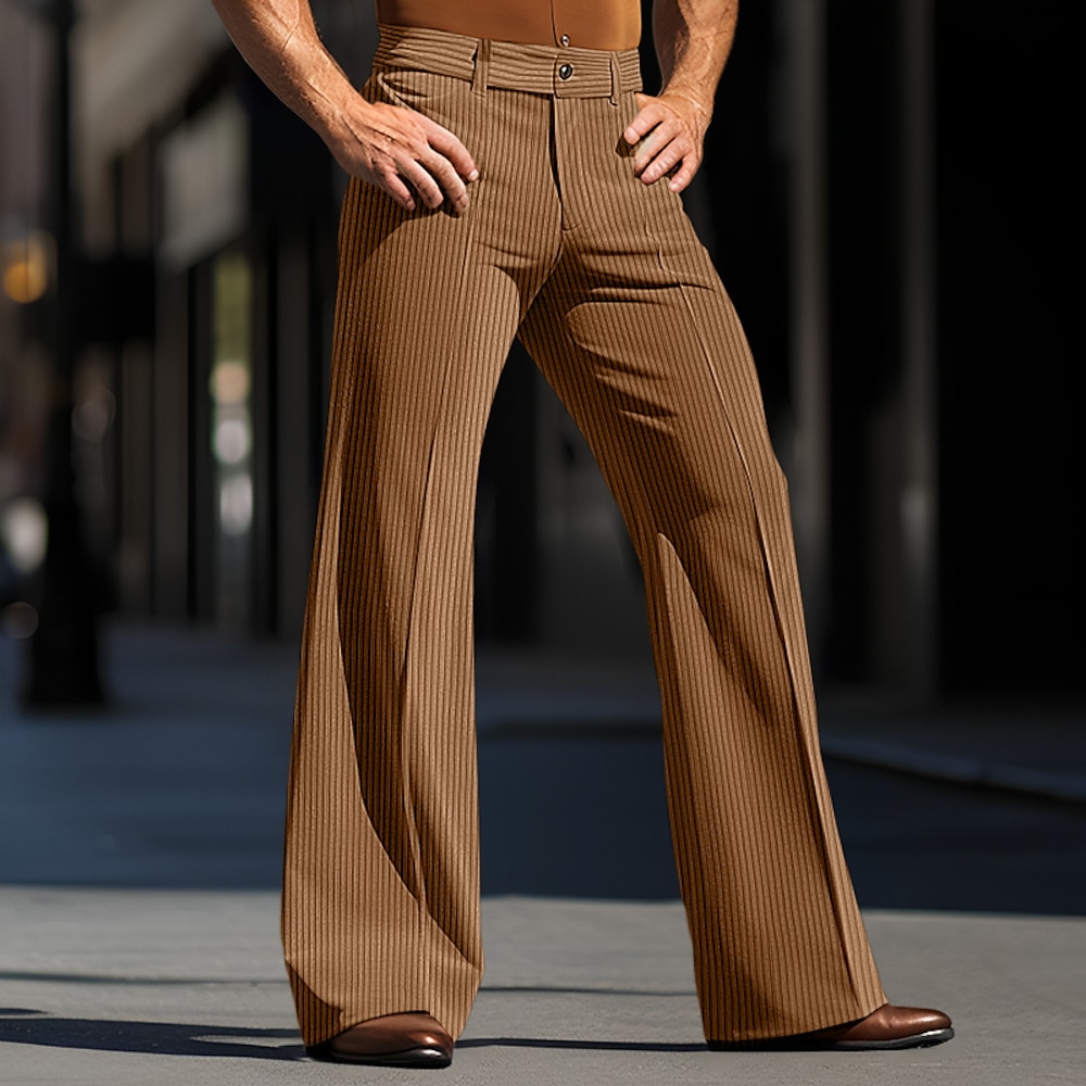 Herren Anzughosen Cordhose Ausgestellte Hosen Glockenboden Hose Hosen Tasche Glatt Komfort Geschäft Täglich Festtage Modisch Schick Modern Weiß Braun Lightinthebox