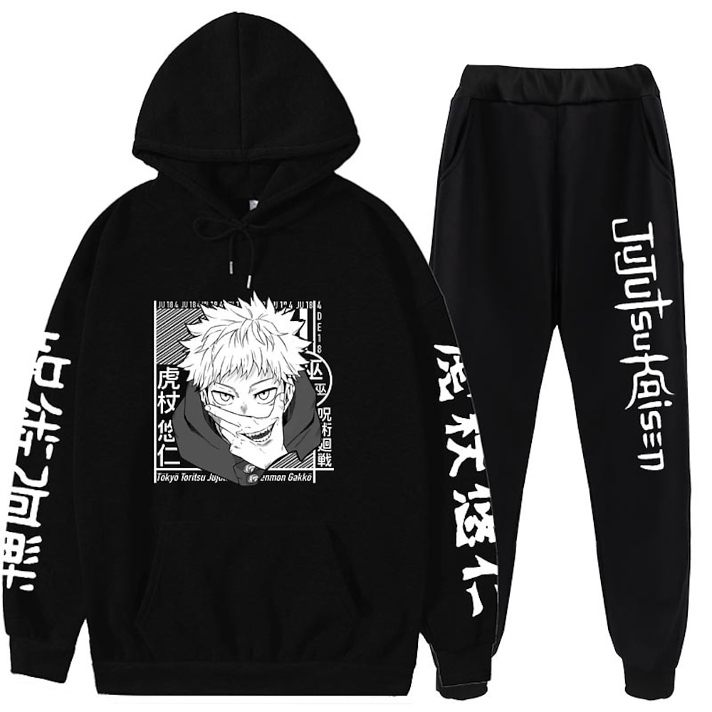 Itadori Yuji Hosen Austattungen Kapuzenshirt Anime Harajuku Grafik Kawaii Für Paar Herren Damen Erwachsene Zurück zur Schule Heißprägen Lightinthebox