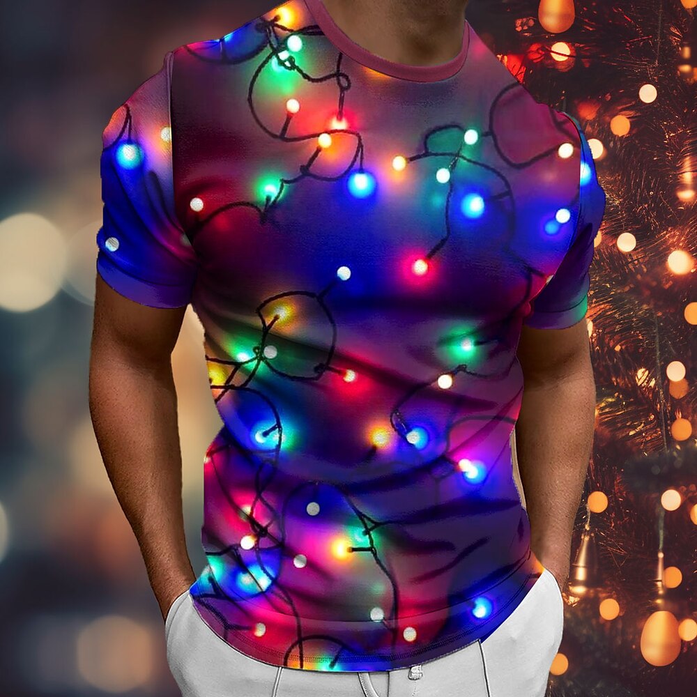 Herren Graphic Laternen T Shirt Kurzarm T-Shirt 3D-Druck Rundhalsausschnitt Hemd Täglich Designer Retro Vintage Sports Outdoor Festtage Ausgehen Schwarz Blau Purpur Frühling Sommer Bekleidung S M L Lightinthebox