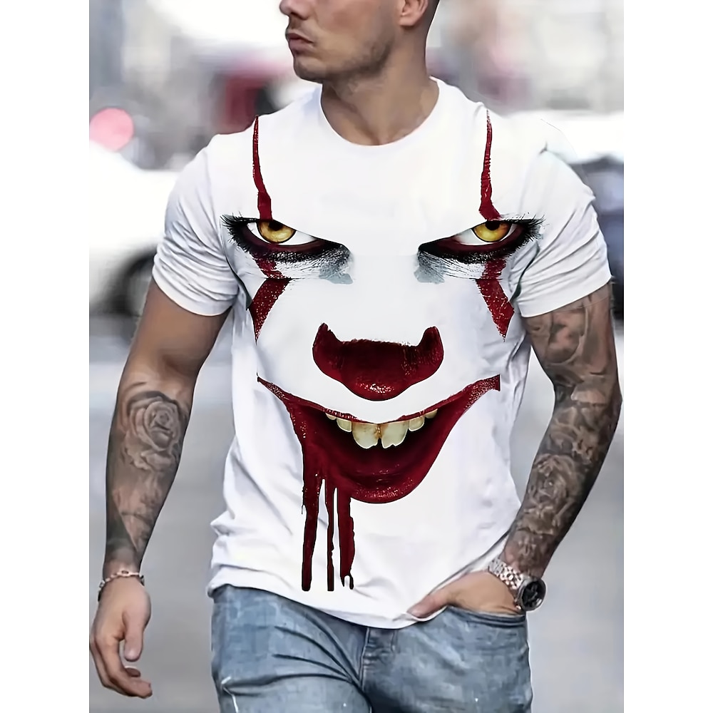 Komisch Kunst der Clown T-Shirt-Ärmel Bedruckt Komisch Streetstyle Für Herren Erwachsene 3D-Druck Lightinthebox