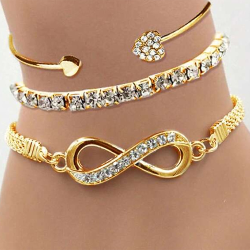 3 Stück Damen Manschetten-Armbänder Armband Klassisch Kostbar Vintage Personalisiert Aleación Armband Schmuck Silber / Gold / Rotgold Für Geschenk Festival Lightinthebox