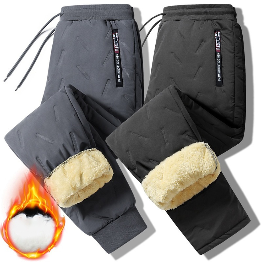 Herren Sherpa Fleecehosen Jogginghose Trainingshose Winterhose Hose Hosen Tasche Kordelzug Elastische Taille Glatt Komfort Atmungsaktiv Outdoor Täglich Ausgehen Modisch Casual / sportlich Schwarz Lightinthebox