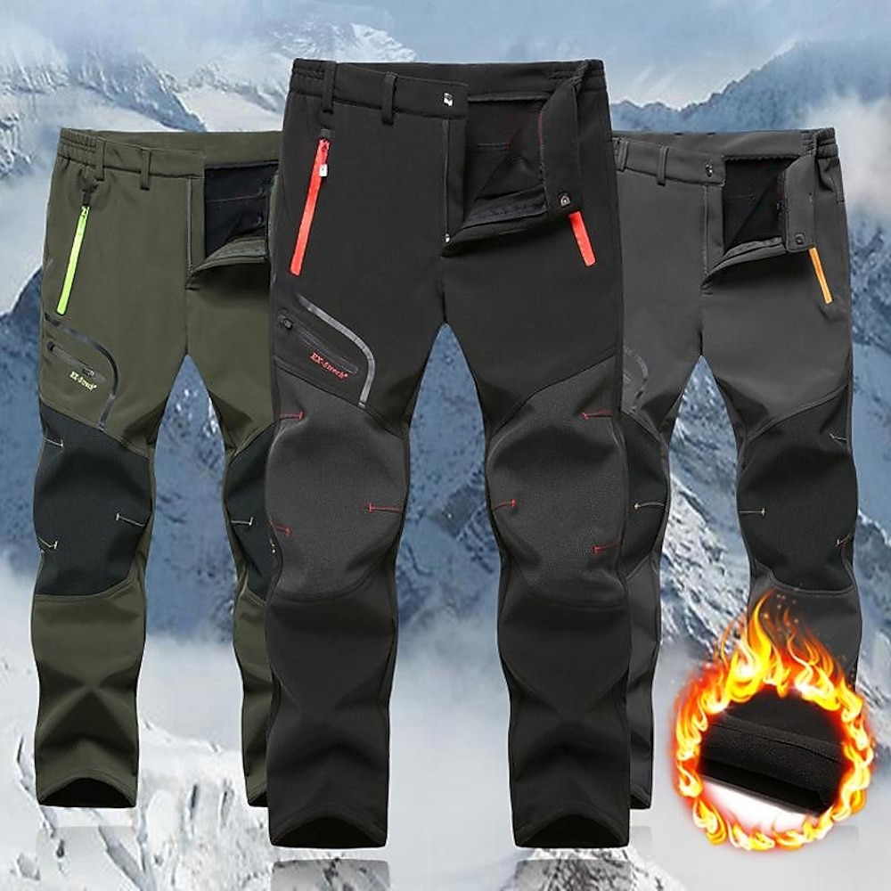 Herren Fleece gefütterte Hose schwarze Hose wasserdichte Softshellhose Winter Outdoor winddicht thermisch warm 4 Reißverschlusstaschen elastischer Bund leichte Unterteile marineblau Klettern Reisen Ski / Snowboard Lightinthebox