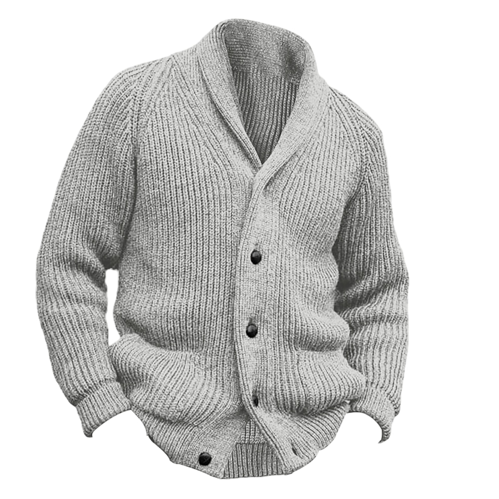 Herren Strickjacke Kleid Pullover Grober Cardigan Kurzer Pullover Gedrehtes Stricken Standard Knopf hoch Glatt Kargen Vintage Warm-Ups Casual Freizeitskleidung Bekleidung Raglanärmel Herbst Winter Lightinthebox