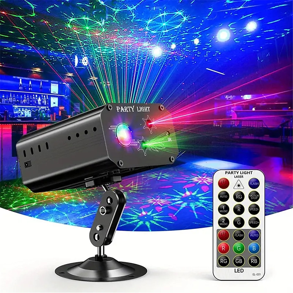 Party-Lichter, DJ-Disco-Lichter, Strobe-Bühnenlicht, klangaktivierter Projektor mit mehreren Mustern und Fernbedienung für Partys, Bar, Geburtstag, Hochzeit, Urlaub, Event, Live-Show, Lightinthebox