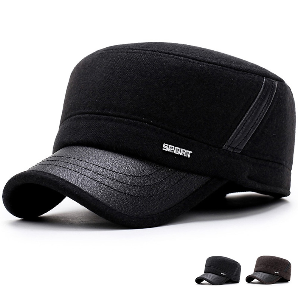 Herren Schiebermütze Cap Basecap Wintermützen Militärmütze Kadettenhut Schwarz Kaffee Baumwolle Reise Outdoor Urlaub Glatt Windundurchlässig Warm Lightinthebox