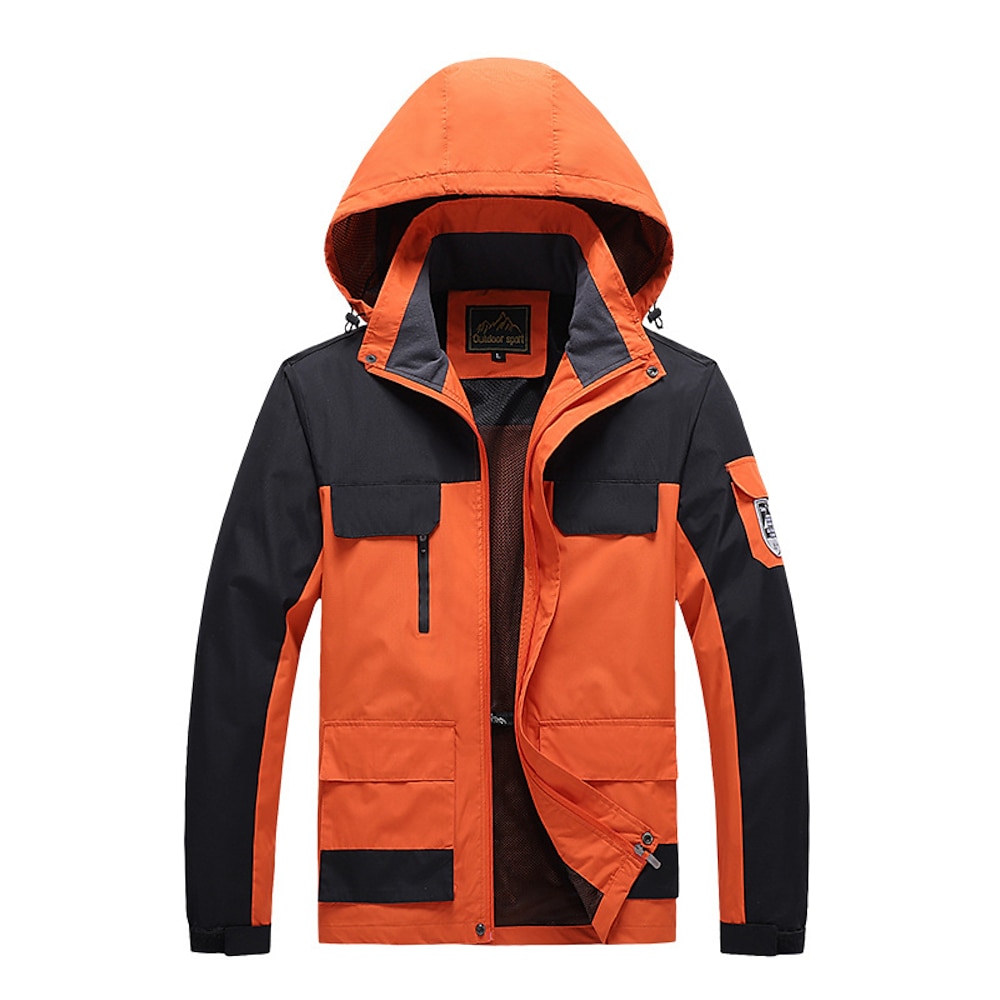 Herren Windbreaker Regenjacke Wanderjacke Windjacke Outdoor Freizeitskleidung Warm Herbst Winter Glatt Modisch Strassenmode Mit Kapuze Standard Schwarz Weiß Blau Orange Hell Gray Jacken Lightinthebox