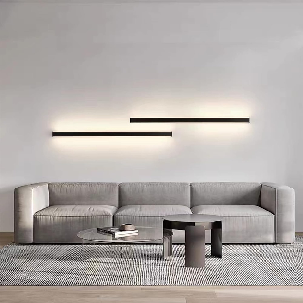 Ultradünne Up- und Down-LED-Wandleuchten, Einzelinstallation von zwei schwarzen LED-Wandleuchten, moderne Wandleuchte, Innenwandleuchte, Wanddekoration, AC110 V, AC220 Lightinthebox