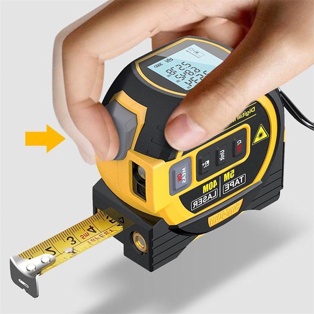 3-in-1-Laser-Entfernungsmesser, 5 m, Maßband, Lineal, LCD-Display mit Hintergrundbeleuchtung, Entfernungsmesser, Gebäudemessgerät Lightinthebox