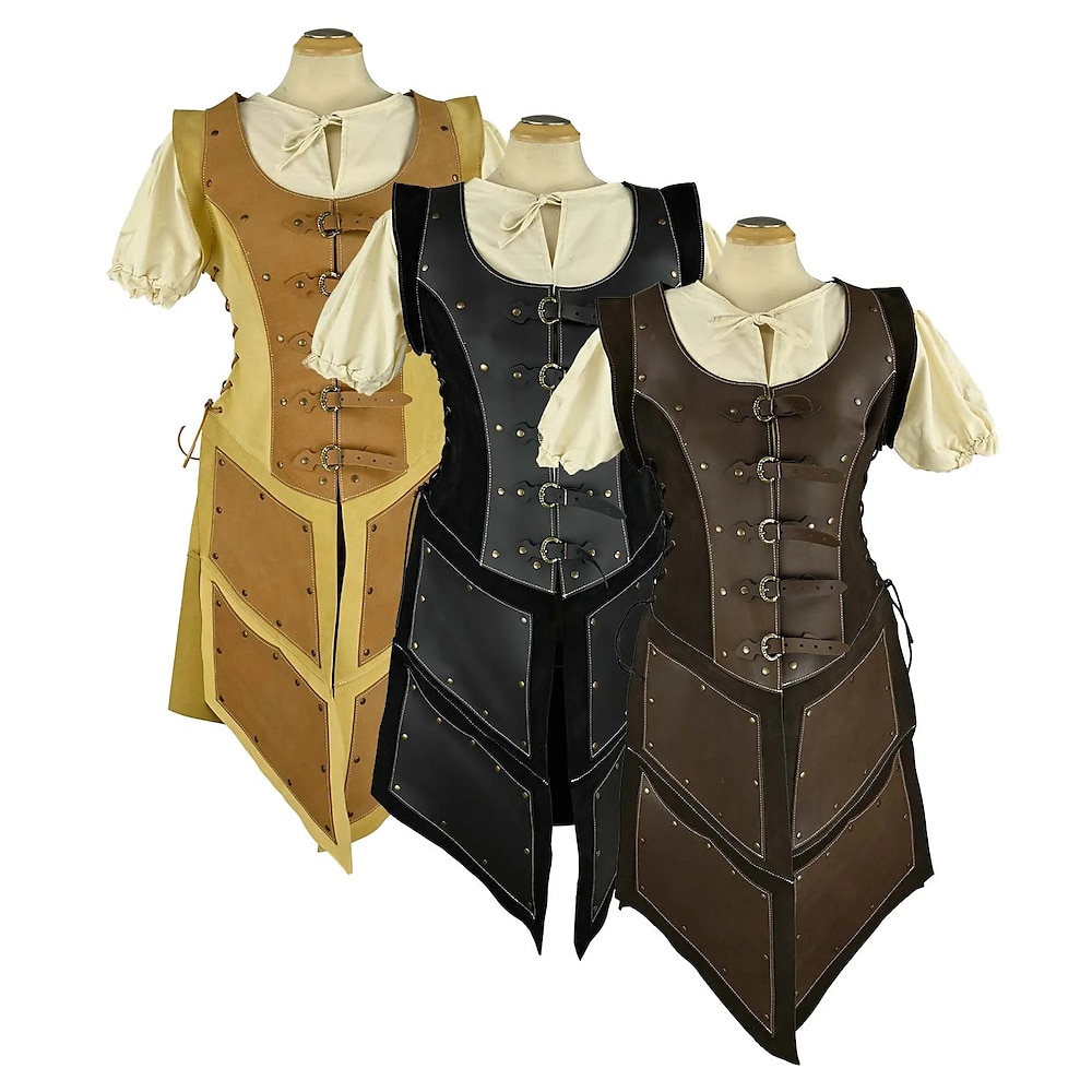 Retro Vintage Mittelalterlich Renaissance Kleid Waffen und Rüstungen Brustschutz Krieger Vikinger Schildmaid Walhalla Damen Halloween Karneval LARP Erwachsene Kleid Lightinthebox